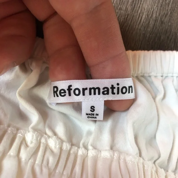 Reformation Rowan Strapless Top Size Small White Cotton Poplin Crop Ties Bows - Picture 8 of 10